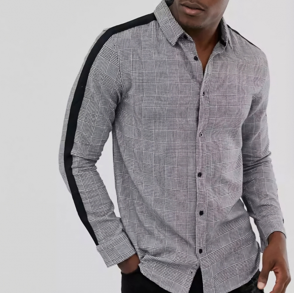Brave Soul London Prince of Wales Men's Checkered Shirt Black Size Small - Picture 5 of 14